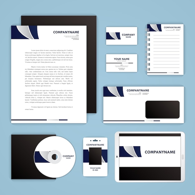 Corporate Identity Vorlage Festgelegt Geschaftsdrucksachen Mock Up Fur Ihr Branding Design Kostenlose Vektor