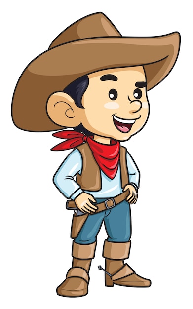 Cowboy kid cartoon | Premium-Vektor