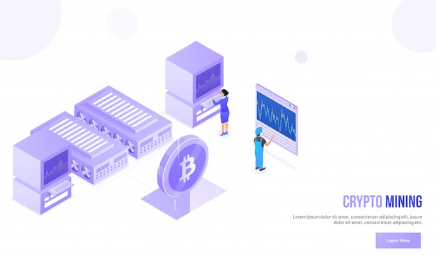 Crypto mining-konzept. Premium Vektoren