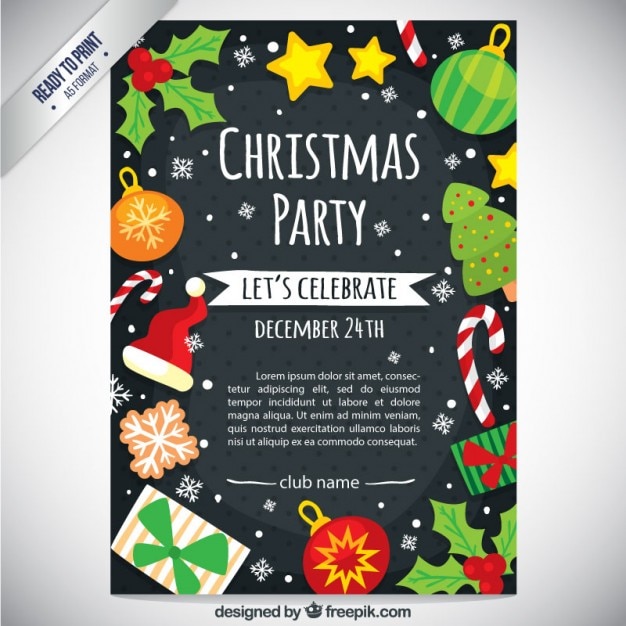 Cute Weihnachten Party Flyer Kostenlose Vektor
