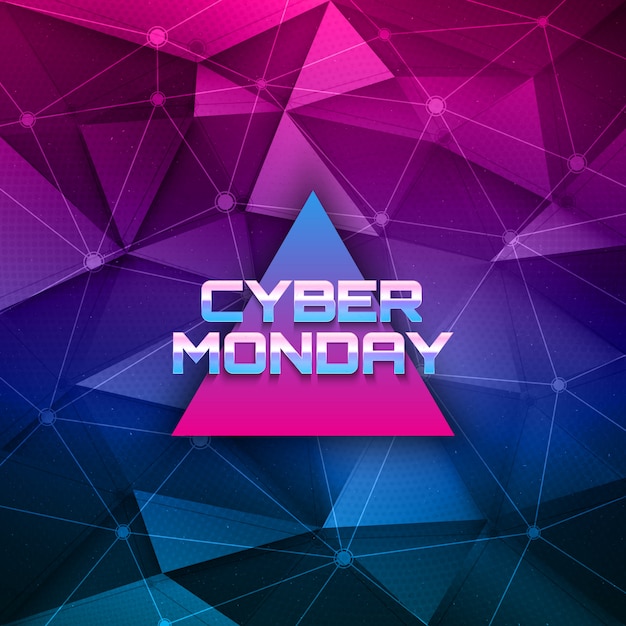 Cyber monday retrowave zusammenfassung hintergrund Premium Vektoren