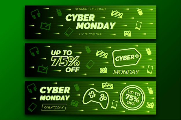 Cyber montag banner im flachen design Kostenlosen Vektoren