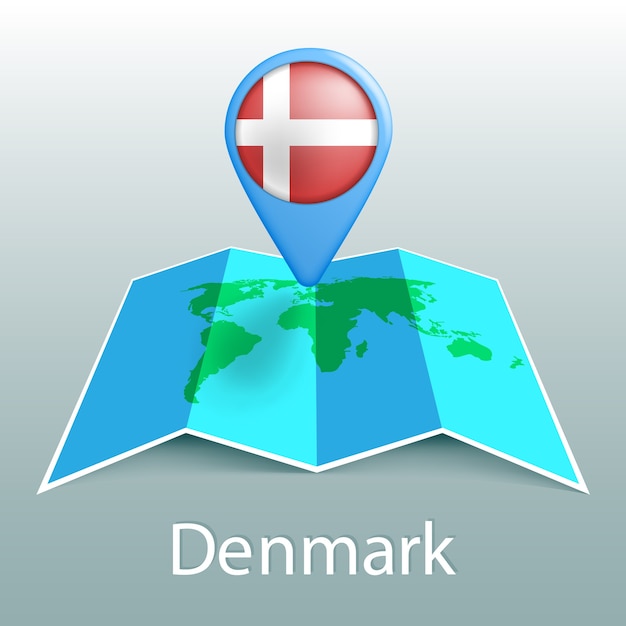Dänemark flagge weltkarte in pin mit namen des landes auf ...