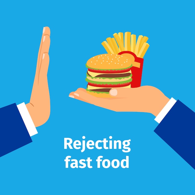 Das angebotene fast food ablehnen Premium Vektoren