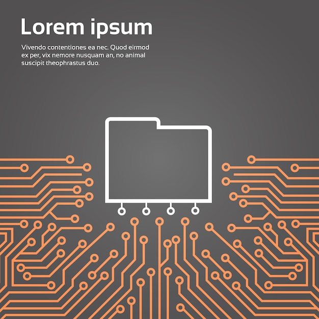 Datenbank über computer chip moterboard hintergrund data center system concept banner Premium Vektoren