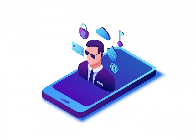 Datenschutzkonzept, isometrische vektorillustration der internetsicherheit 3d, firewallangriff, phishing-betrug Premium Vektoren