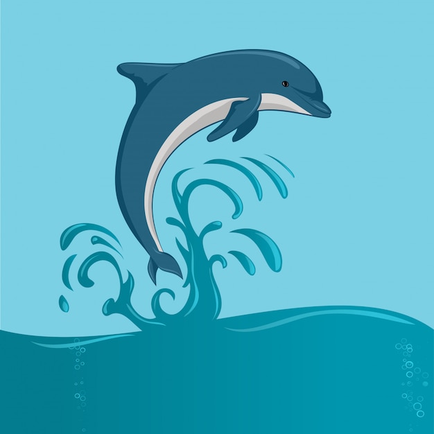 Der delphin springt Premium Vektoren