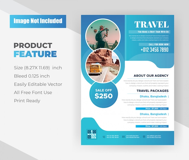 Design Vorlage Fur Flyer Von Vacation Tours Travel Agency Kostenlose Vektor