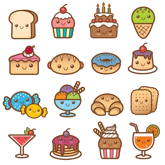 Dessert-cartoon-set | Premium-Vektor