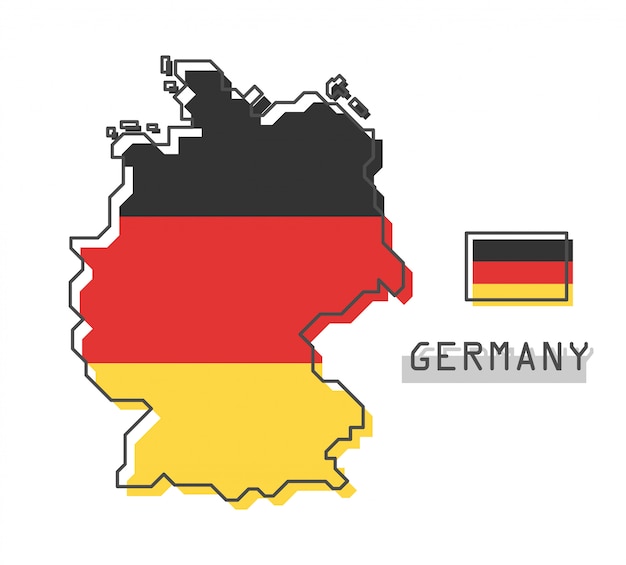 Deutschland karte und flagge | Premium-Vektor