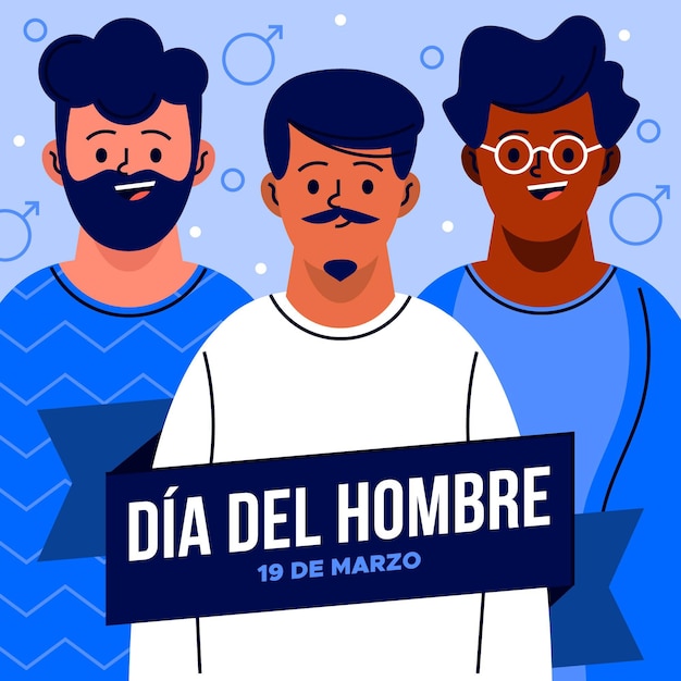Dia del hombre illustration im flachen design Kostenlose Vektor
