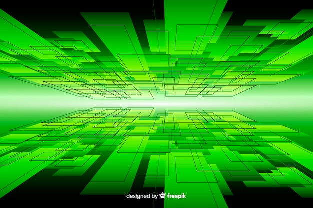 Digitales Design Des Horizontes Mit Grunen Lichtern Kostenlose Vektor