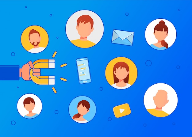 Digitales inbound-marketing. Premium Vektoren