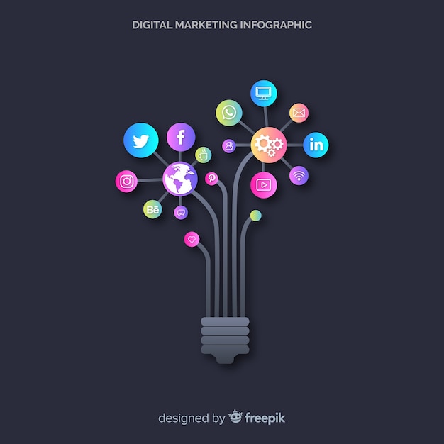 Digitales marketing-infografik Kostenlosen Vektoren
