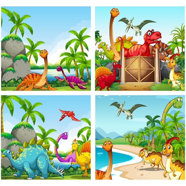 Dinosaurier-hintergründe sammlung Kostenlosen Vektoren