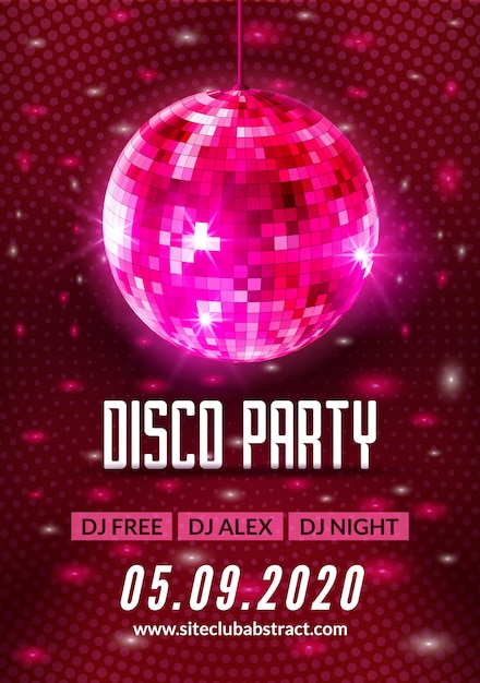 Disco Tanzparty Hintergrund Flyer Poster Leichte Discokugelmusik Premium Vektor