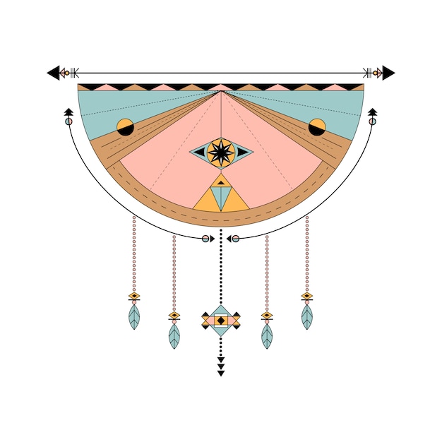 Dreamcatcher styled vektoren auf hintergrund Kostenlosen Vektoren