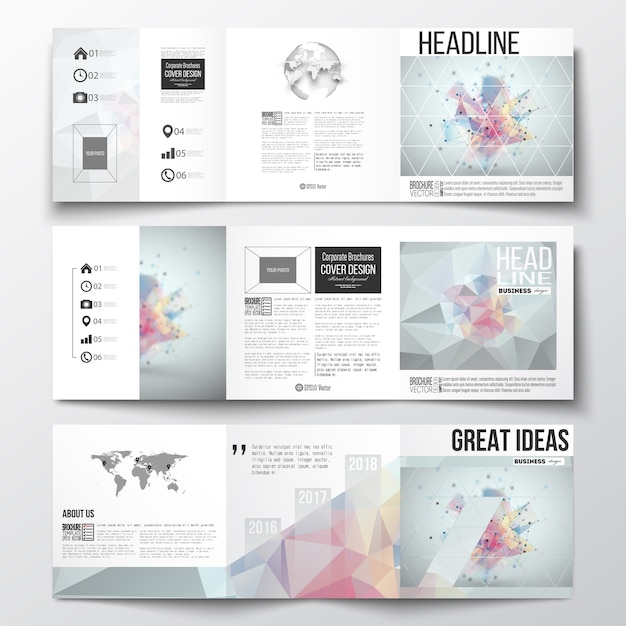 Dreifach Gefaltete Design Broschuren Quadratische Design Vorlagen Premium Vektor