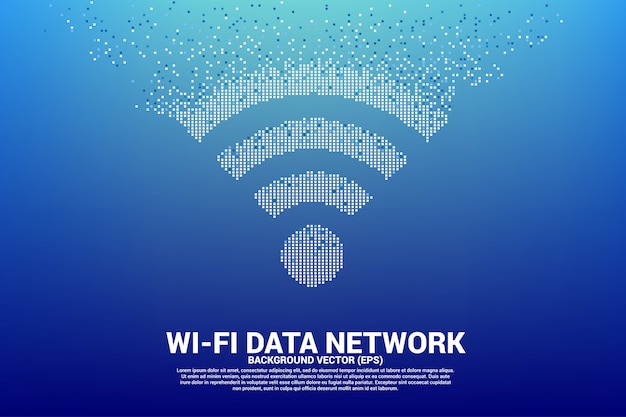 Drucken sie das symbol für das mobile polygon-wi-fi-datennetz von pixel. Premium Vektoren
