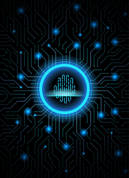 Dunkelblauer abstrakter digitaler begriffstechnologiehintergrund des internetsicherheitsfingerabdruckes. Premium Vektoren