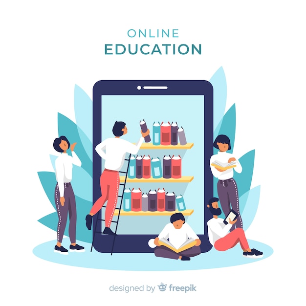 E-learning-konzept flachen hintergrund Kostenlosen Vektoren