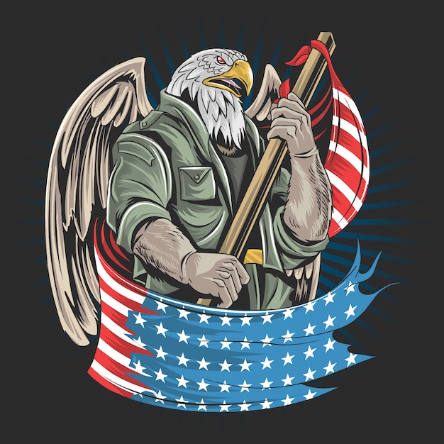 Eagle America Usa Army Soldat Kunstwerk Fur Veteranentag Unabhangigkeitstag Oder Gedenktag Premium Vektor