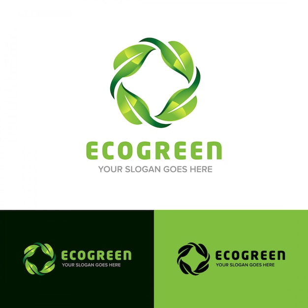 Eco green nature leaf 3d-logo-design-vektor-ikone Premium Vektoren