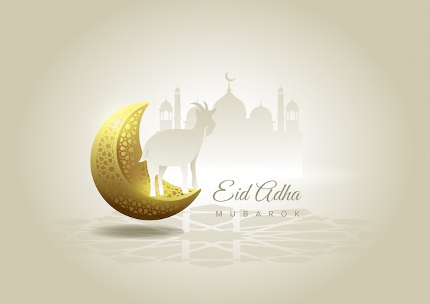 Eid al adha mubarak feiert den hintergrund des festivals der muslimischen gemeinschaft Premium Vektoren