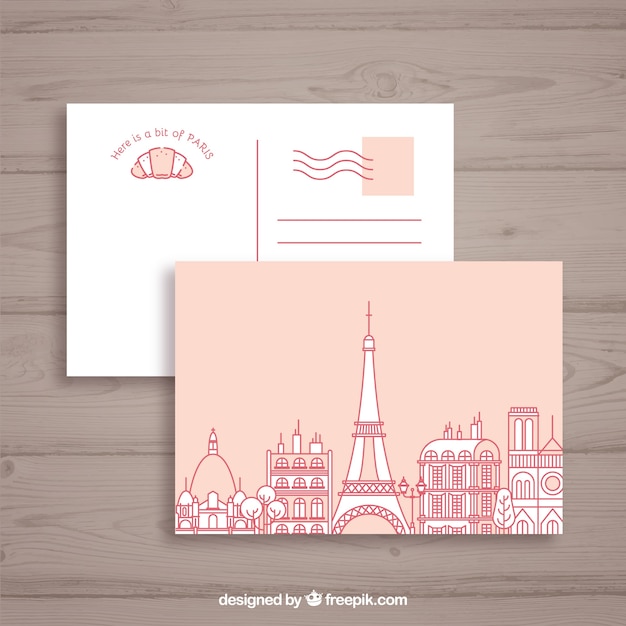 Eiffelturm in paris. postkarte Kostenlosen Vektoren