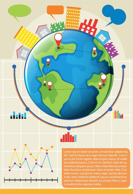 Kostenlose Vektor Eine Infografik Zeigt Den Globus Und Andere Dinge