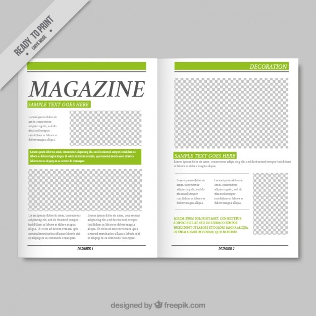 Einfache magazin vorlage mit grünen details Kostenlose Vektor