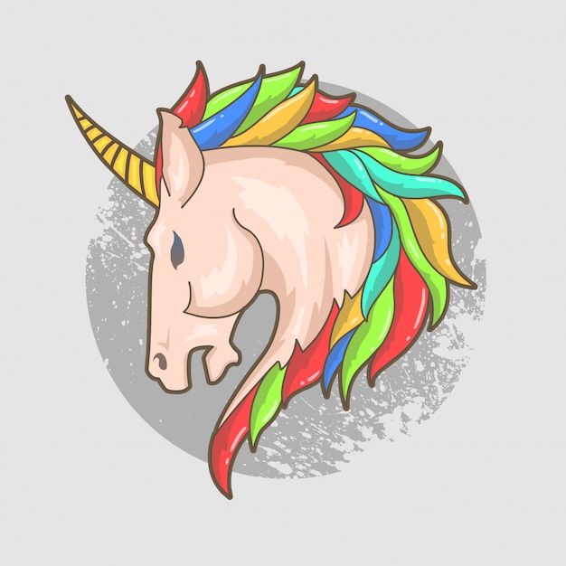 Einhorn kopf fullcolor vektor | Premium-Vektor