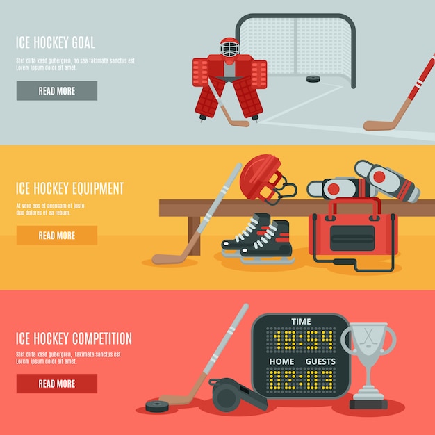 Eishockey-banner-set Kostenlosen Vektoren