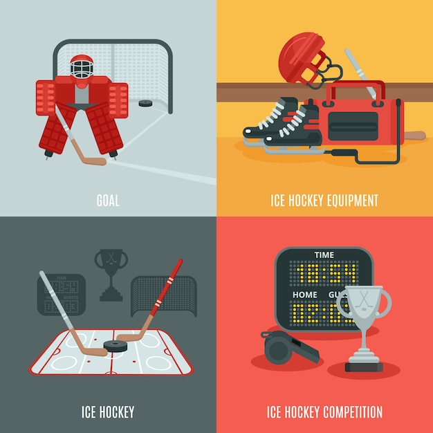 Eishockey icons set Kostenlosen Vektoren