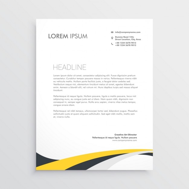 Elegant Gelb Und Grau Wellen Briefpapier Design Vorlage Download
