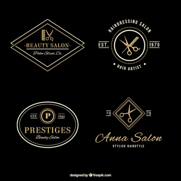 Elegante Friseur Logos Premium Vektor