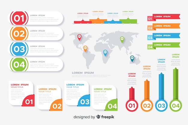 Elemente der flachen infographik sammlung Kostenlosen Vektoren