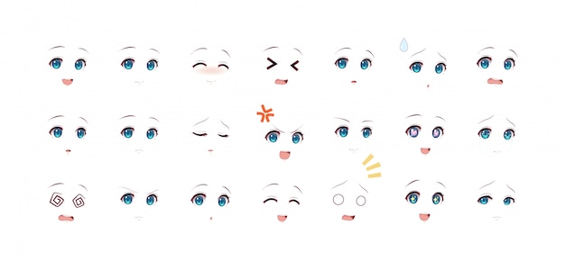 Emotionen Augen Von Anime Manga Madchen Premium Vektor