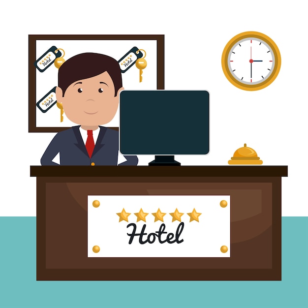 Empfangsdame Hotel Service Isoliert Symbol Premium Vektor