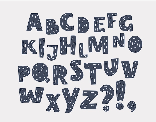 Englisches Alphabet Schwarz Weiss Schriftzug Premium Vektor