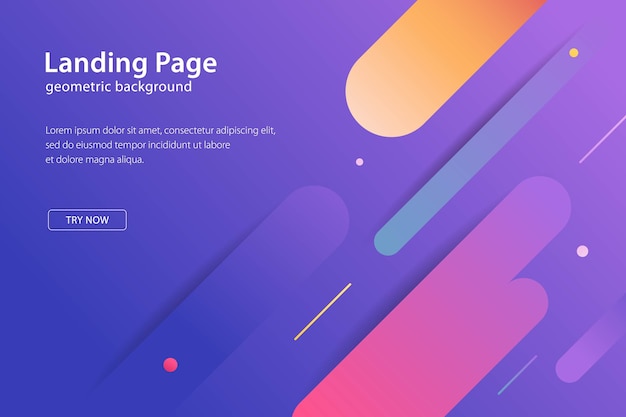 Entwurfsvorlage Landing Page Des Geometrischen Designhintergrundes Moderne Fahnen Und Futuristische Poster Premium Vektor