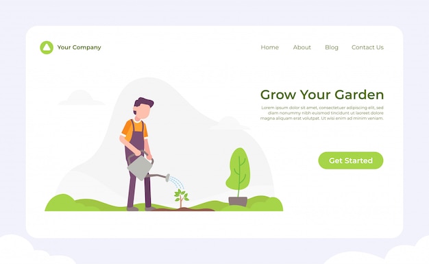 Erweitern sie ihre garten-landingpage Premium Vektoren