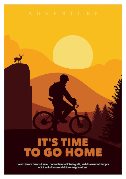 Es ist zeit nach hause zu gehen, poster mountainbike