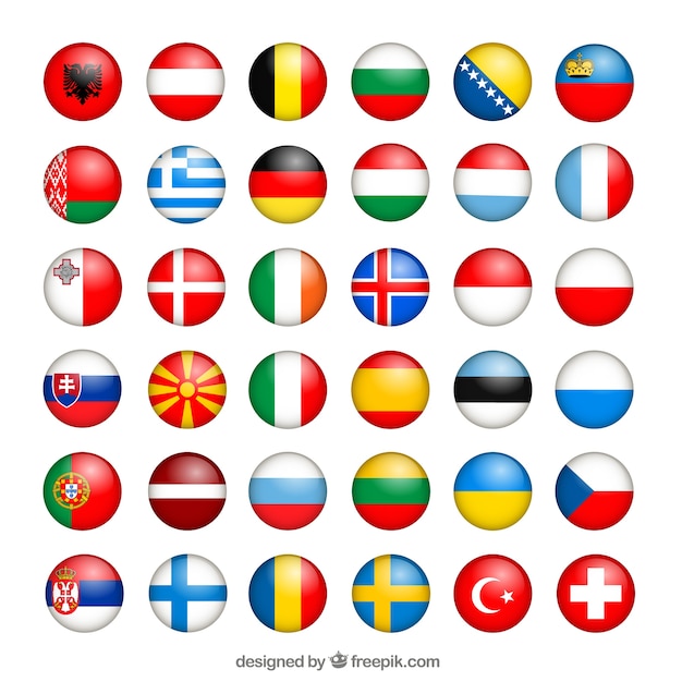 Europaischen Flaggen Sammlung Premium Vektor
