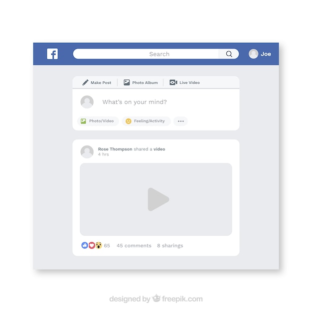 Facebook-weboberfläche mit minimalistischem design Kostenlosen Vektoren