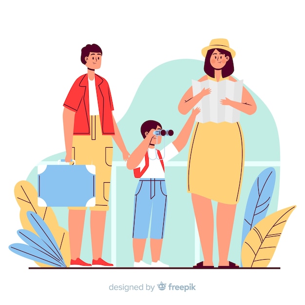 Familie auf eine reise gehen Kostenlose Vektor