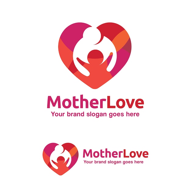 Familie Liebe Logo Mutter Und Kind Mit Herz Symbol Kind Marke Identitat Premium Vektor