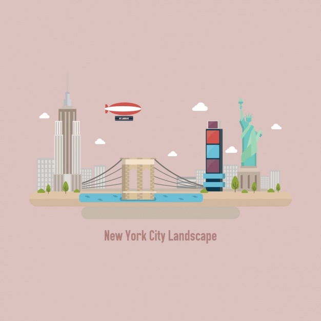 Farbige New York Landschaft Kostenlose Vektor