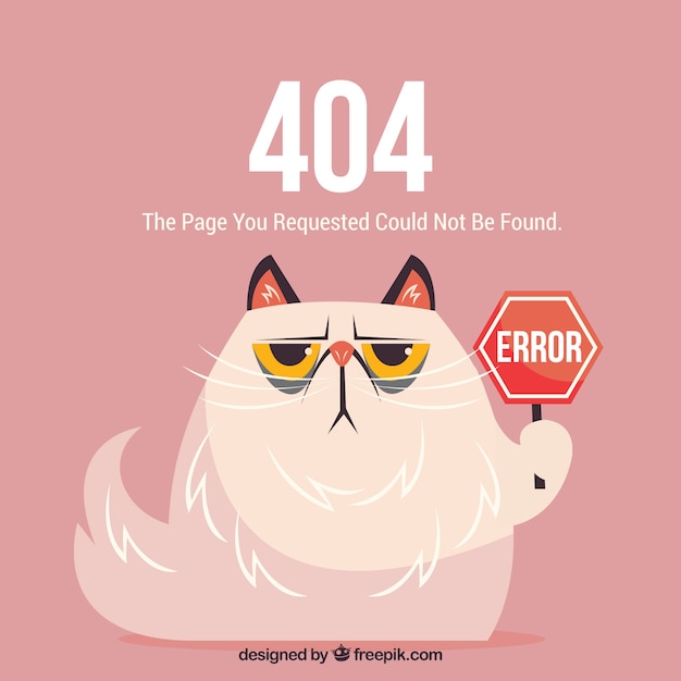 Fehler-netzschablone 404 mit wütender katze Kostenlosen Vektoren