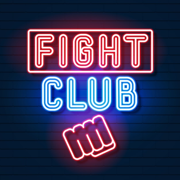 Fight Club Neon Logo Premium Vektor